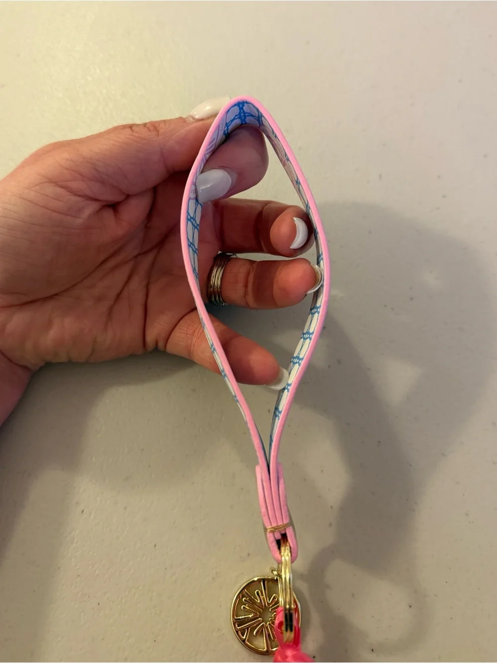 Lilly Pulitzer Strap Keychain in ‘Frenchie Blue Caning’ - *NWT*